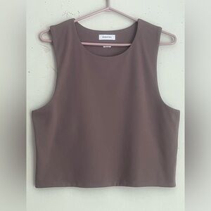 Babaton Brown Boxy Sleeveless Crop Top